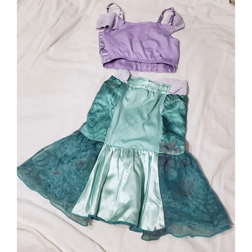 Disney Ariel Costume Purple Teal Sequin Shell Mermaid Dress Up Set Size 3